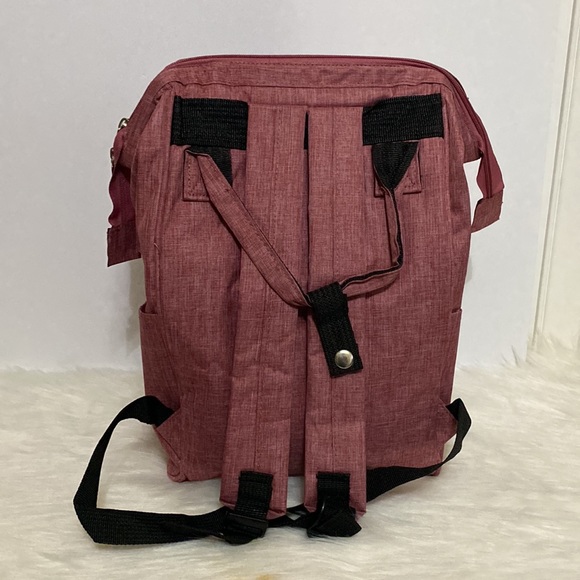 Baby Diaper Bag Maroon With Gray interior NWOT - Picture 5 of 11